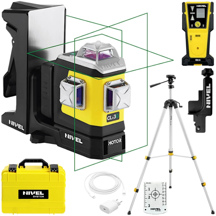 Laser krzyżowy Nivel System CLx3G MOTOR + Statyw SJJ-M1 EX + Czujnik CLS-5