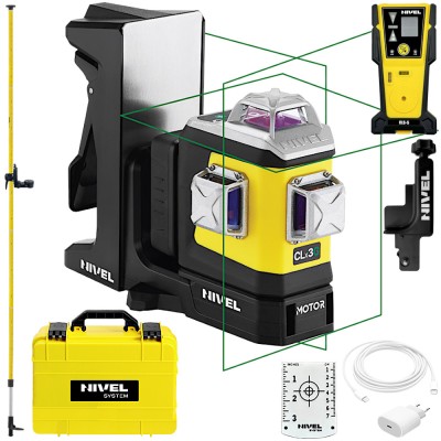 Laser krzyżowy Nivel System CLx3G MOTOR + Tyczka 3,6m + Czujnik CLS-5