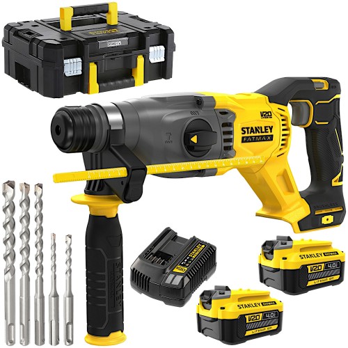Młotowiertarka SDS+ 18V 2x 4Ah Stanley SFMCH900M2 + Zestaw wierteł 5szt.
