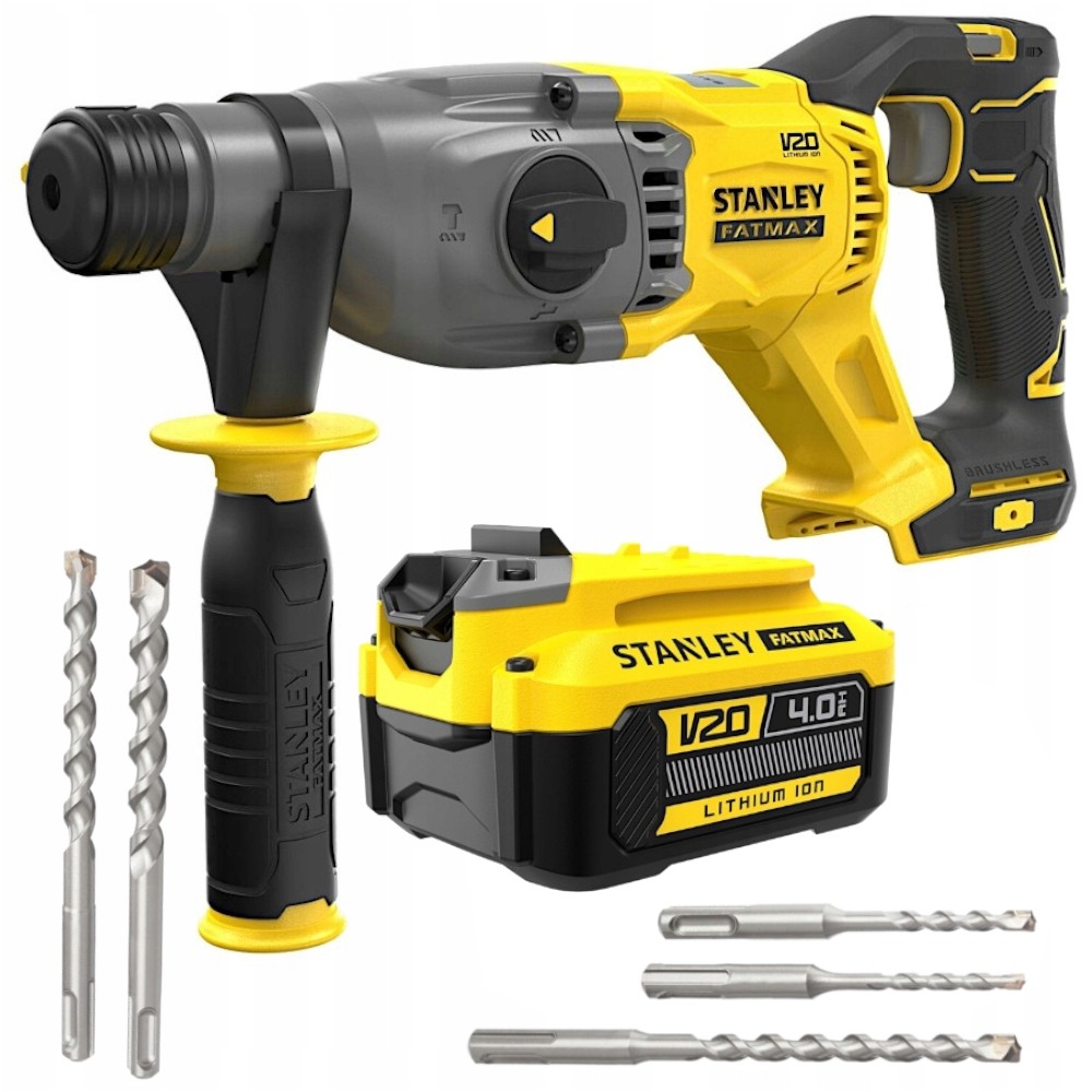 Młotowiertarka 18V SDS Plus V20 Stanley SFMCH900B Aku 4Ah + Zestaw wierteł