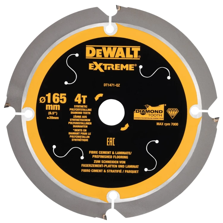 DEWALT DT1471 Tarcza do włókno-cementu i laminatów 165x20mm widia