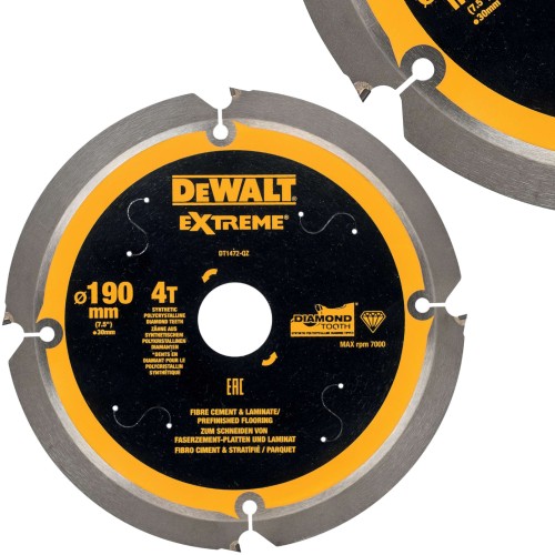 DEWALT DT1472 Tarcza pilarska do włókno-cementu i laminatów 190x30mm widia