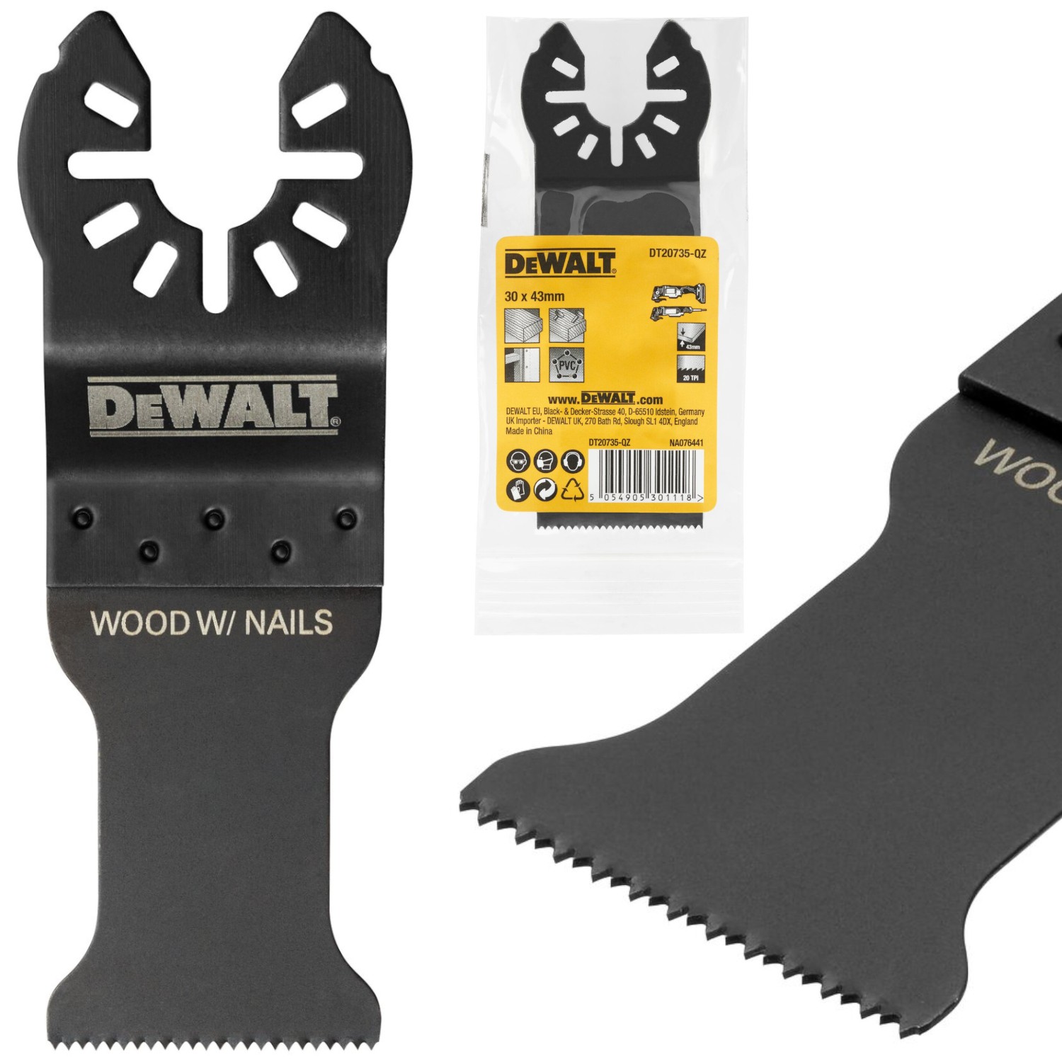 DEWALT Brzeszczot do cięcia drewna z gwoździami multitool 43x30mm DT20735