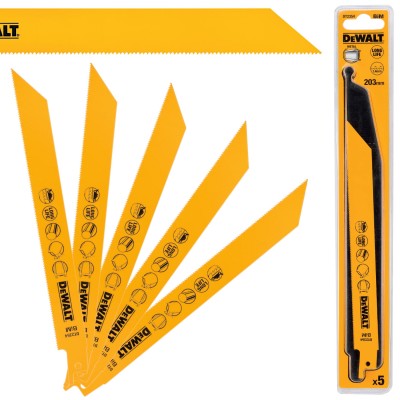 DEWALT Zestaw 5 brzeszczotów do metalu 203mm do piły szablastej BiM DT2354