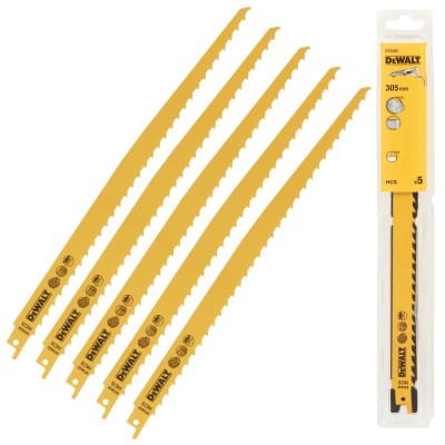 DEWALT Zestaw 5 brzeszczotów do drewna 305mm do piły szablastej HCS DT2432