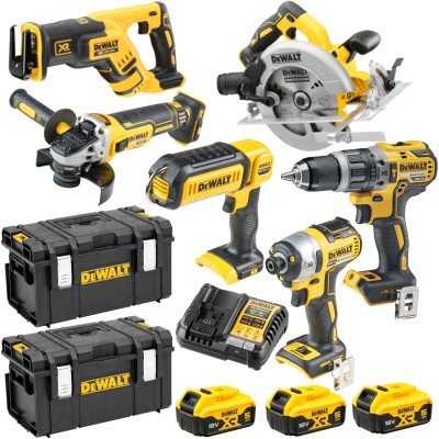 DeWALT Zestaw DCD796, DCF887, DCG405, DCS367, DCS570, DCL050 + 3x 5Ah + Ładowarka + 2x Skrzynia ToughSystem