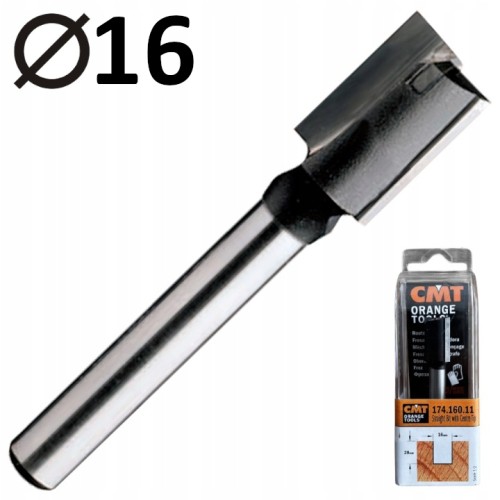 CMT 174.160.11 Frez prosty wiercący do drewna 16 x 20mm HM Z2+1