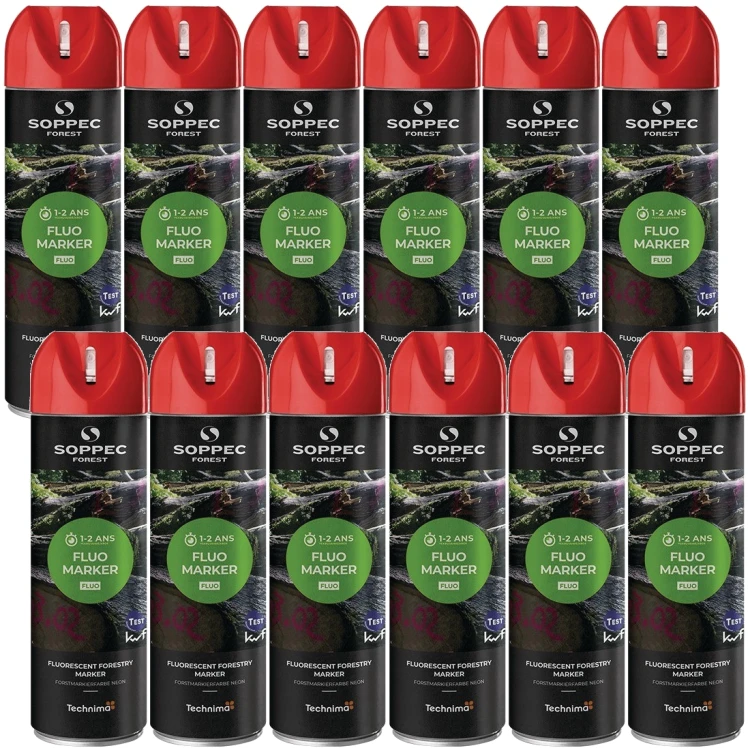 SOPPEC Spray do znakowania drzew czerwony FLUO MARKER farba do 24mcy 12szt.