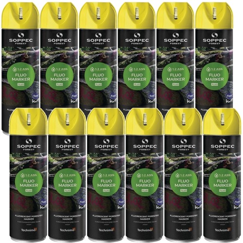 SOPPEC Spray leśny do znakowania drzew drewna żółty FLUO MARKER 12 x 500ml farba