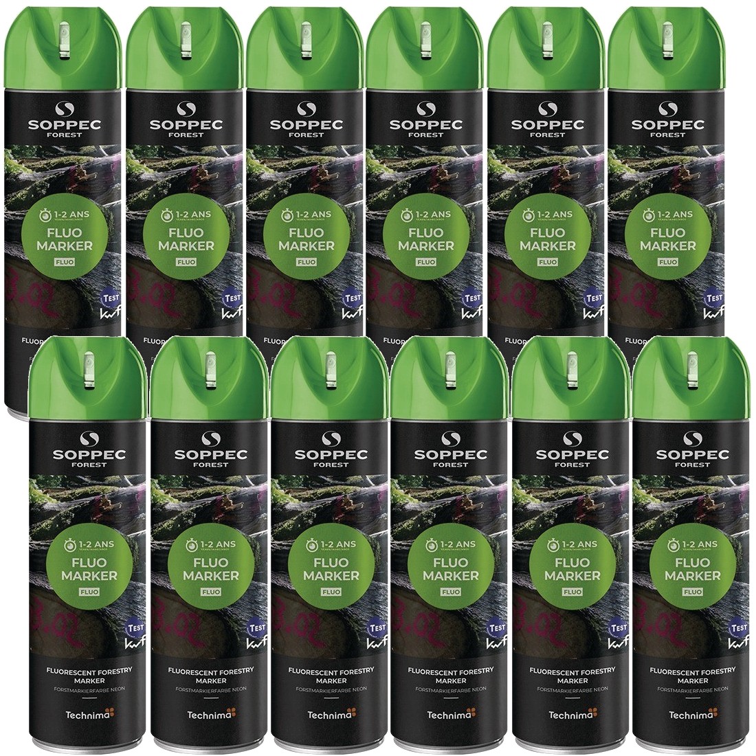 Farba spray zielona do znakowania drzew FLUO MARKER 500ml SOPPEC 12 szt.