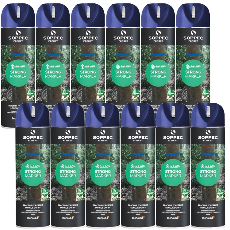 Farba w sprayu do znakowania drzew niebieska 500ml SOPPEC Strong Marker 12szt.