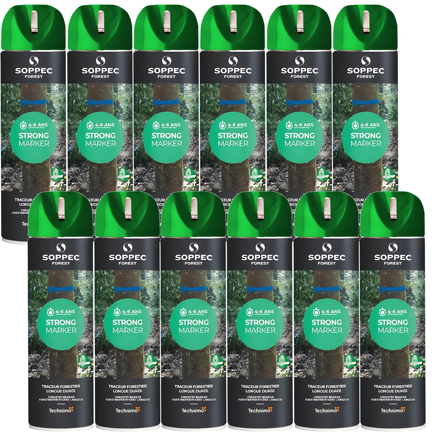 Farba w sprayu do znakowania drzew zielona 500ml SOPPEC Strong Marker 12szt.