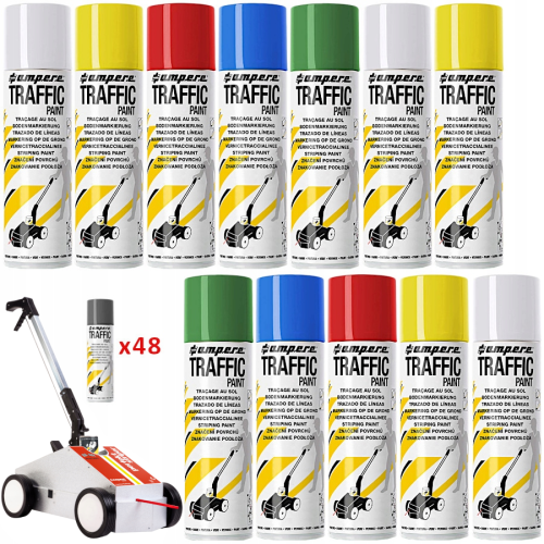 AMPERE TRAFFIC PAINT Farba do malowania linii 500ml 48szt. mix + wózek