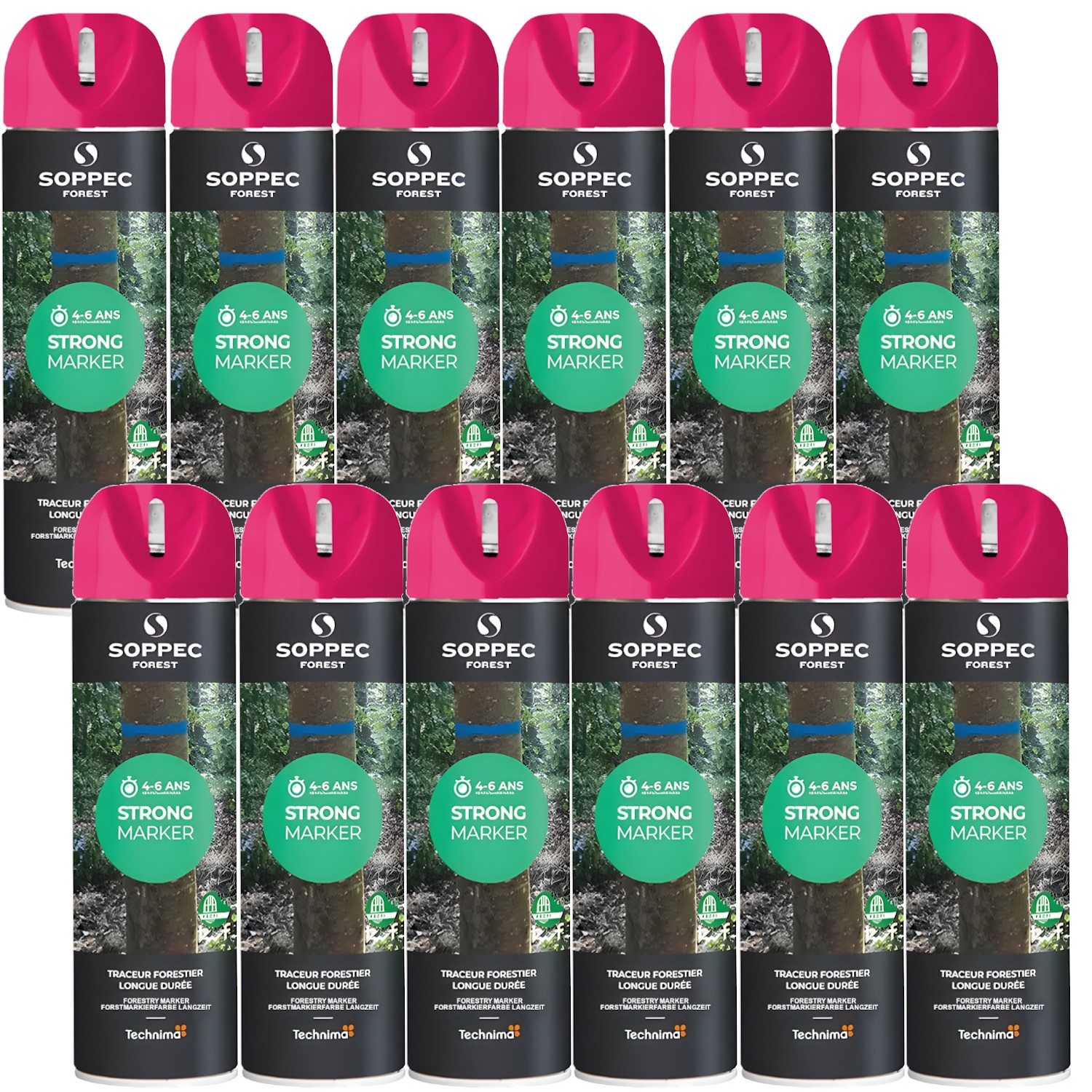 Farba w sprayu do znakowania drzew różowa 500ml SOPPEC Strong Marker 12szt.