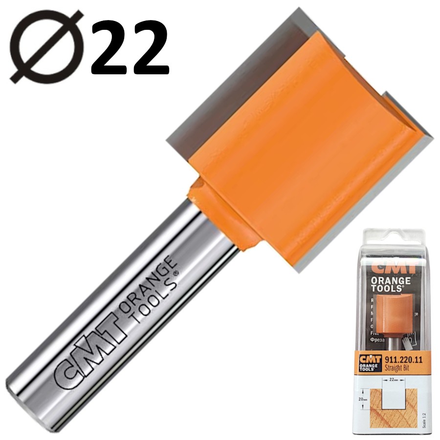 CMT 911.220.11 Frez trzpieniowy prosty 8 x 22mm seria krótka HM Z2