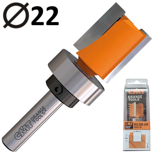 CMT 911.220.11B Frez trzpieniowy prosty 8 x 22mm z górnym łożyskiem HM Z2