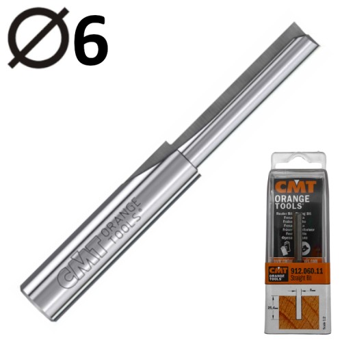 CMT 912.060.11 Frez trzpieniowy prosty 6mm do drewna VHM długi