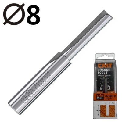 CMT 912.080.11 Frez trzpieniowy prosty 8mm do drewna VHM długi