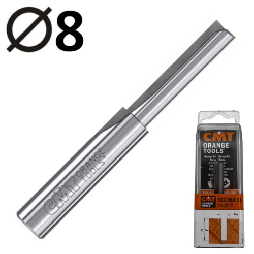 CMT 912.080.11 Frez trzpieniowy prosty 8mm do drewna VHM długi