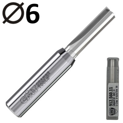 CMT 912.560.11 Frez prosty do nestingu 6mm do drewna VHM Z3 powłoka DLCS