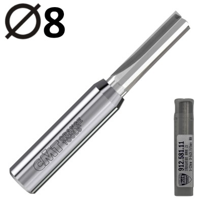 CMT 912.581.11 Frez prosty do nestingu 8mm do drewna VHM Z3 powłoka DLCS