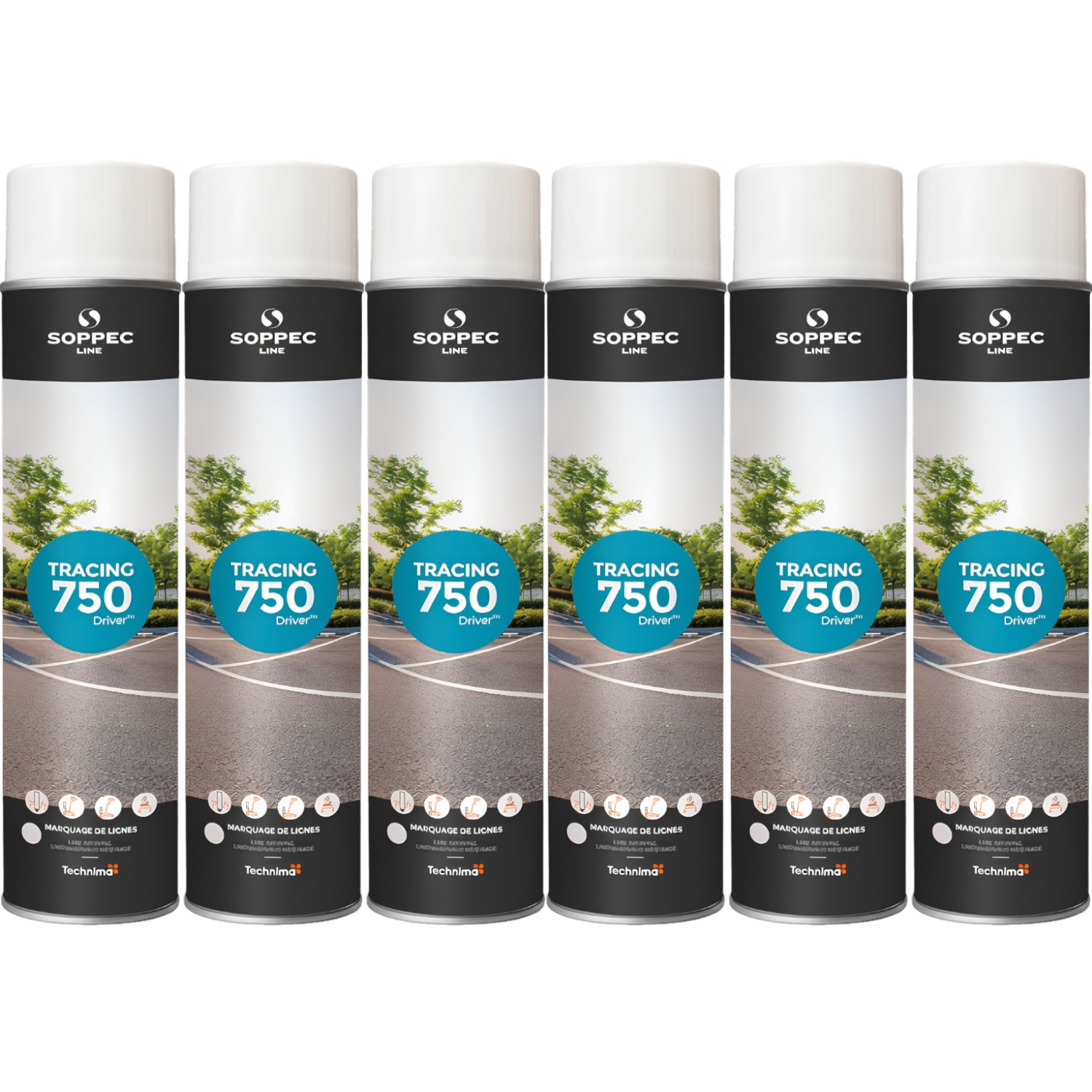 SOPPEC Farba spray do znakowania linii biała TRACING 750ml 151800 6szt.