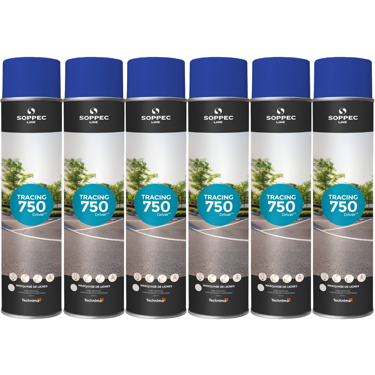 SOPPEC Farba spray do znakowania linii niebieska TRACING 750ml 151801 6szt.