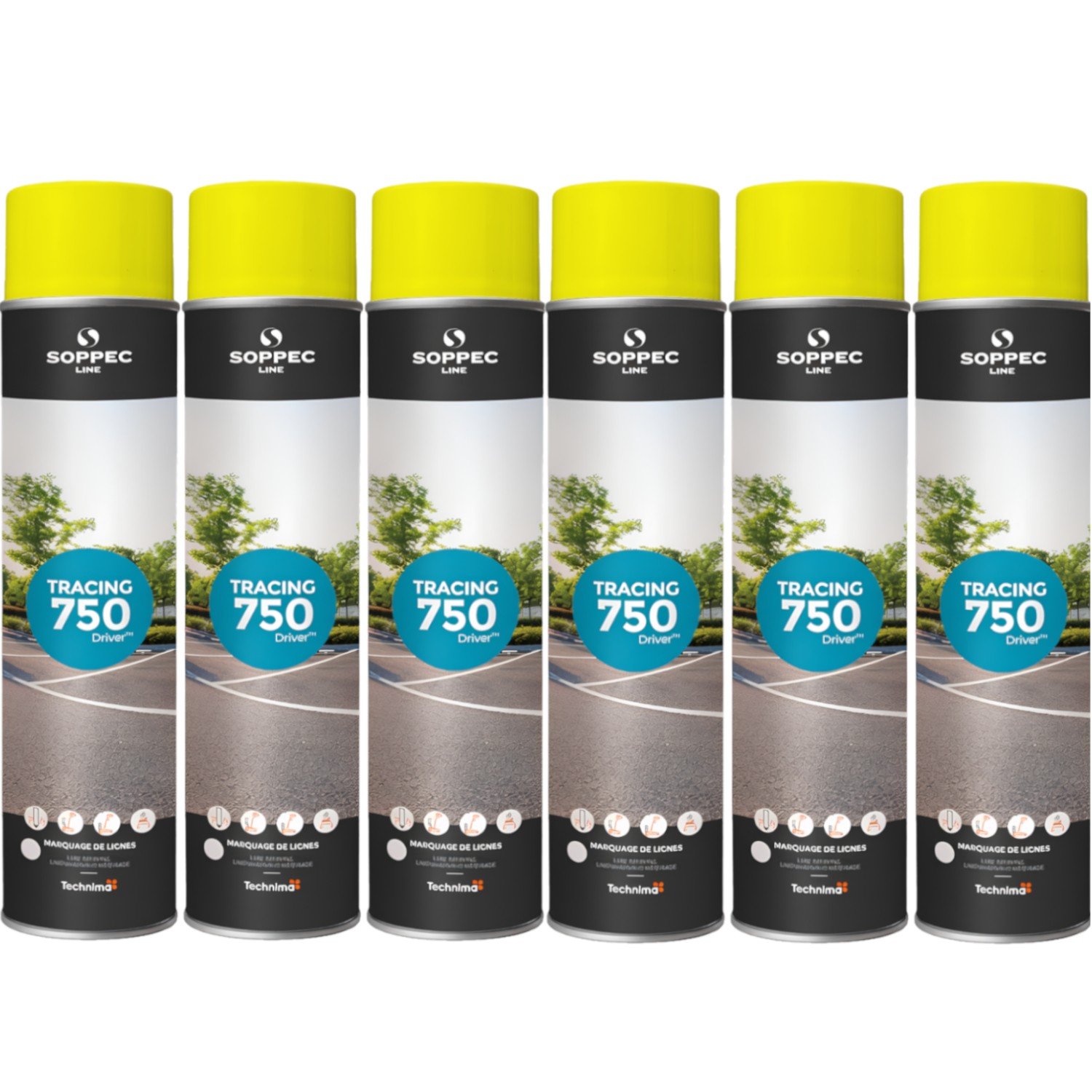 SOPPEC Farba spray do znakowania linii żółta TRACING 750ml 151802 6szt.