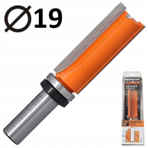 CMT 912.691.11B Frez prosty 12 x 19mm z górnym łożyskiem HM Z2