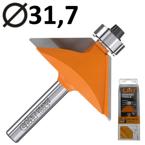 CMT 936.280.11 Frez do fazowania ukosowania drewna 31,7mm kąt 45° z łożyskiem dolnym HM Z2