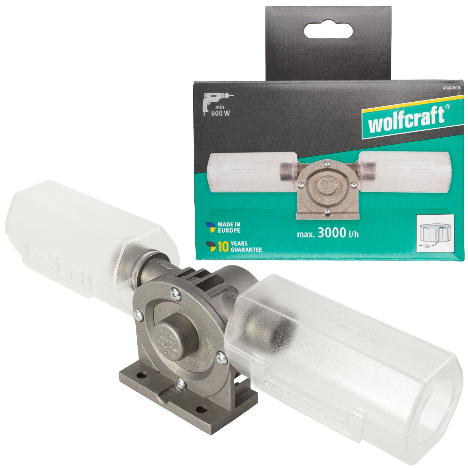 WOLFCRAFT Pompa do wody metalowa na wiertarkę 3000l/h min 600W 4542000