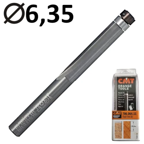 CMT 706.064.11 Frez prosty do obcinania laminatu 6,35 x 6mm z dolnym łożyskiem VHM Z2