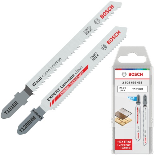 BOSCH Brzeszczoty do wyrzynarki 25x T101BR 100mm 1x T128BHM 92mm 2608665463