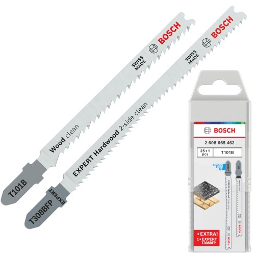 BOSCH Brzeszczoty do wyrzynarki 25x T101B 100mm 1x T308BFP 117mm 2608665462