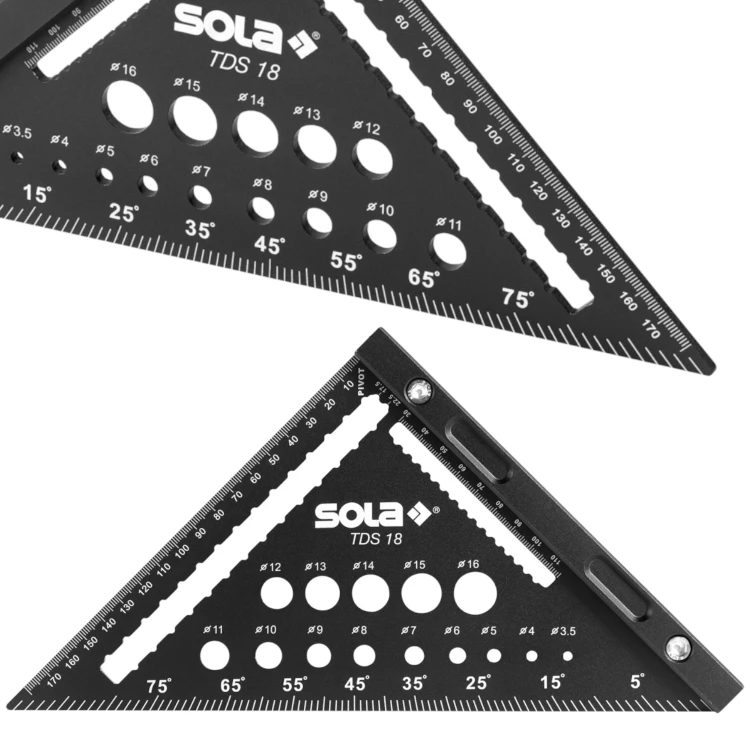 Kątownik przymiar dekarski 18cm z odłączaną krawędzią Sola TDS 18 56160601