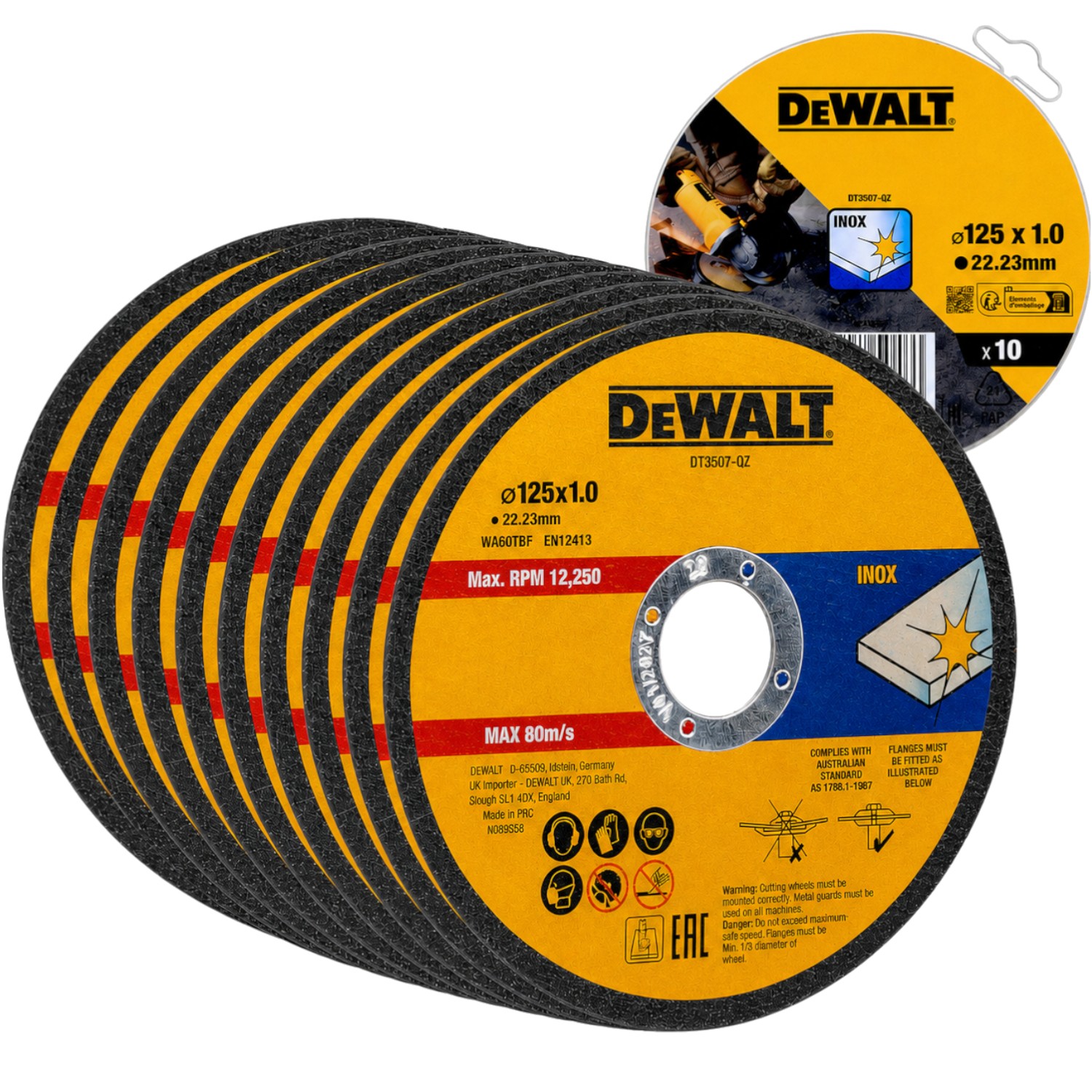 Tarcza do metalu stali INOX 125mm 10szt. DeWALT DT3507