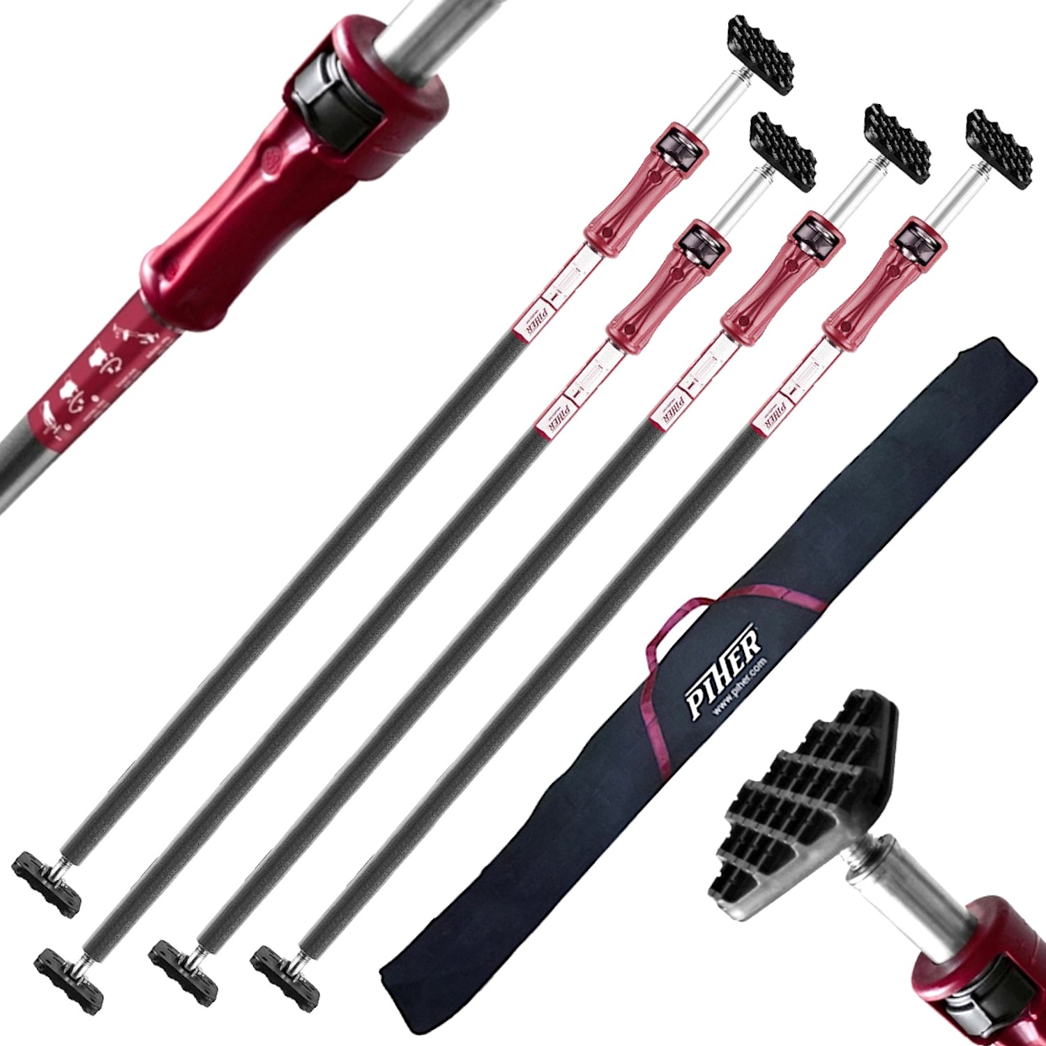PIHER Multipodpora teleskopowa 200-375cm rozpórka 4szt. P4 + Torba
