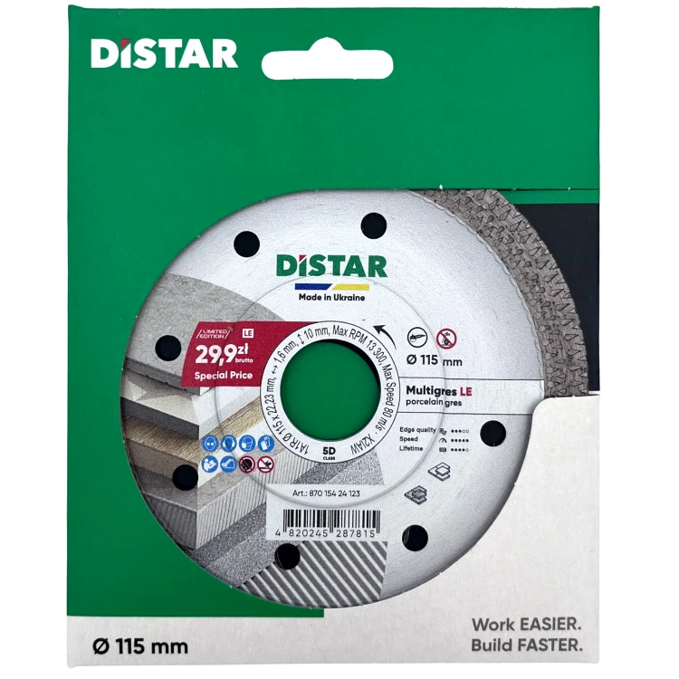 DISTAR Tarcza diamentowa 115x1,6x22,23mm MULTIGRES 87015424123