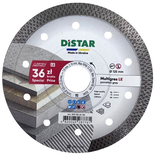 DISTAR Tarcza diamentowa 125x1,6x22,23mm 1A1R MULTIGRES 87015424124 Limitowana edycja
