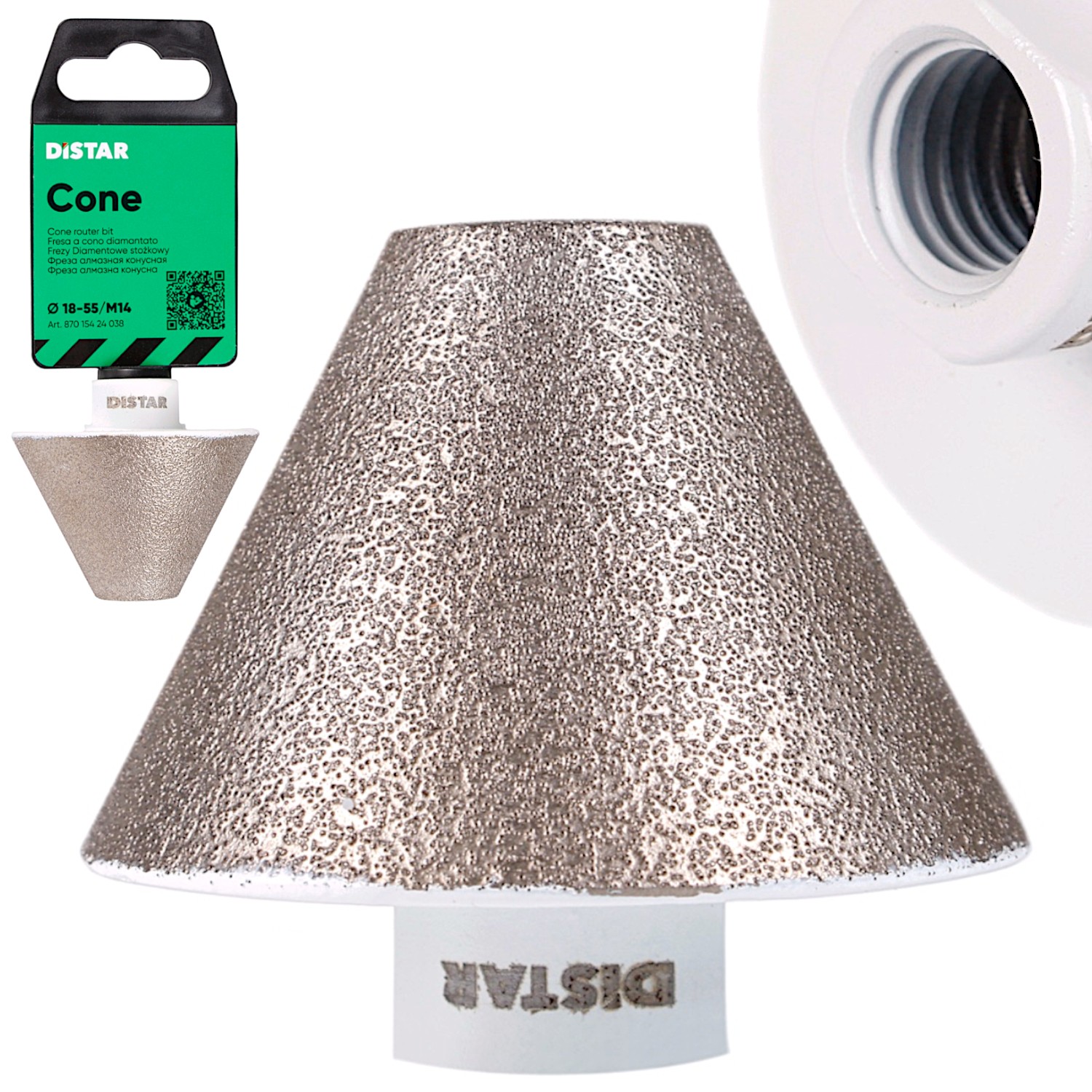 Frez stożkowy rozwiertak diamentowy CONE 18-55mm M14 DISTAR 87015424038