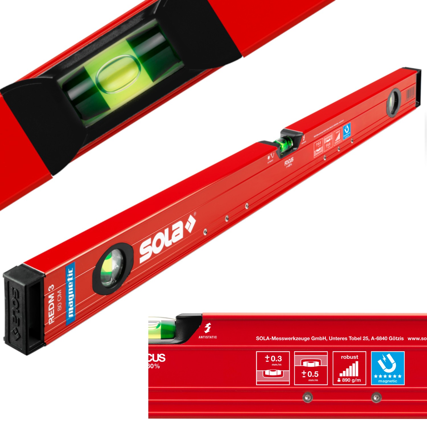Poziomica magnetyczna aluminiowa REDM3 magnetic 80 cm SOLA 01813101