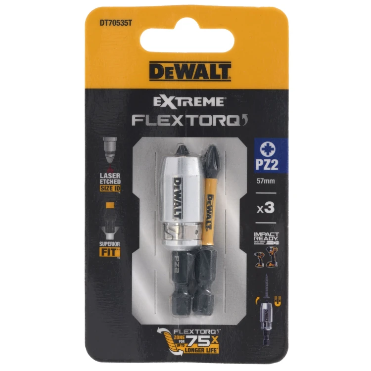 Końcówki wkrętarskie PZ2 FLRQ 57mm DeWalt DT70535T