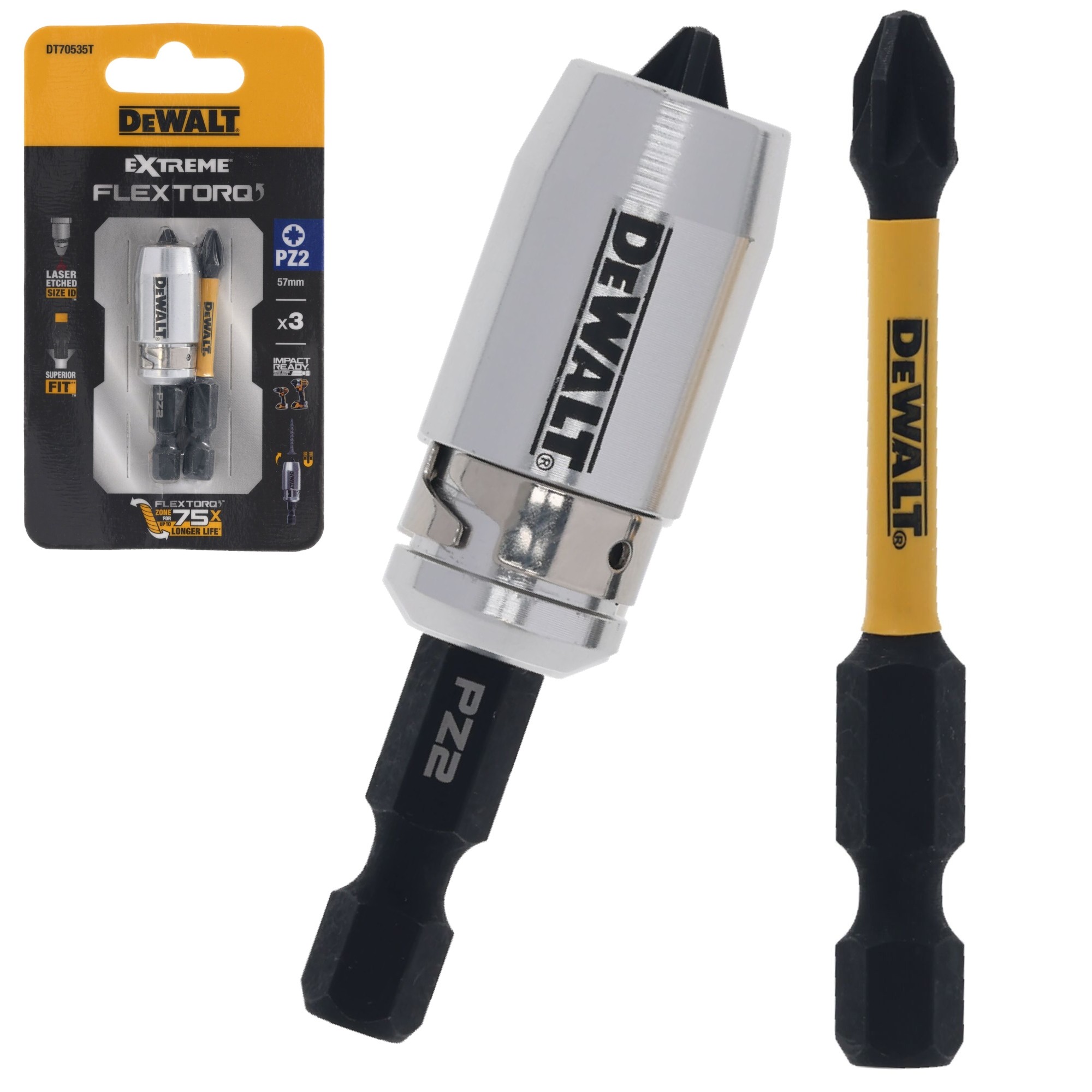 DeWalt Końcówki wkrętarskie bity PZ2 FLRQ 57mm DT70535T