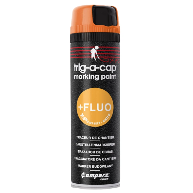 Farba budowlana geodezyjna AMPERE TRIG-A-CAP EXTRA Pomarańczowa Fluo 500ml