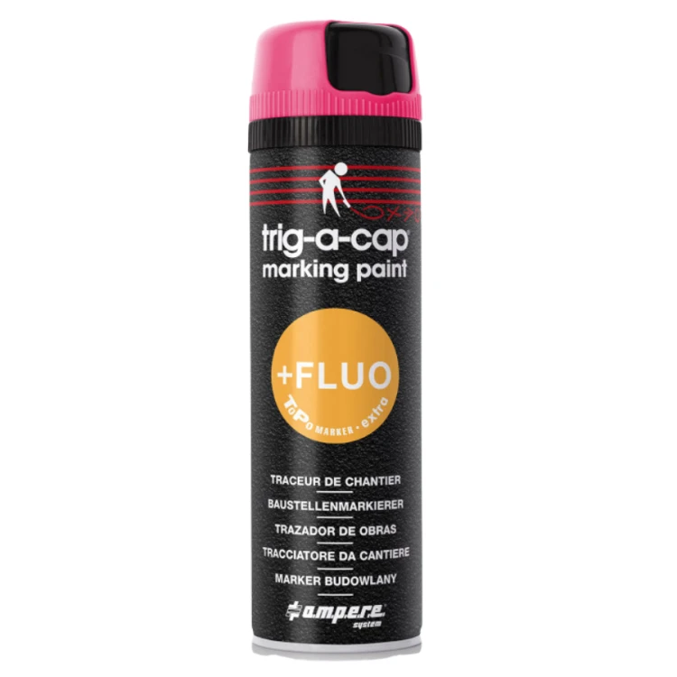 Farba budowlana geodezyjna AMPERE TRIG-A-CAP EXTRA Różowa Fluo 500ml