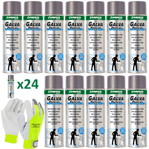 AMPERE Farba geodezyjna Galva Procat superbłysk 24szt 500ml + Rękawice XL Lahti Pro GRATIS