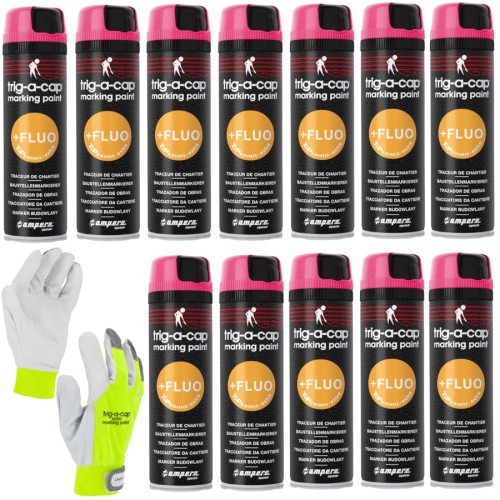 Farba AMPERE TRIG-A-CAP EXTRA Różowa Fluo 12szt. + Rękawice XL Lahti Pro GRATIS