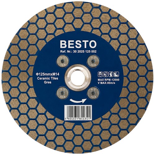 BESTO Tarcza diamentowa HEXAGON 125mm M14 do gresu, ceramiki
