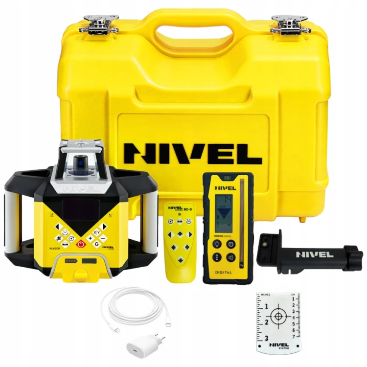 NIVEL SYSTEM Laser obrotowy czerwony NL620R Digital zestaw