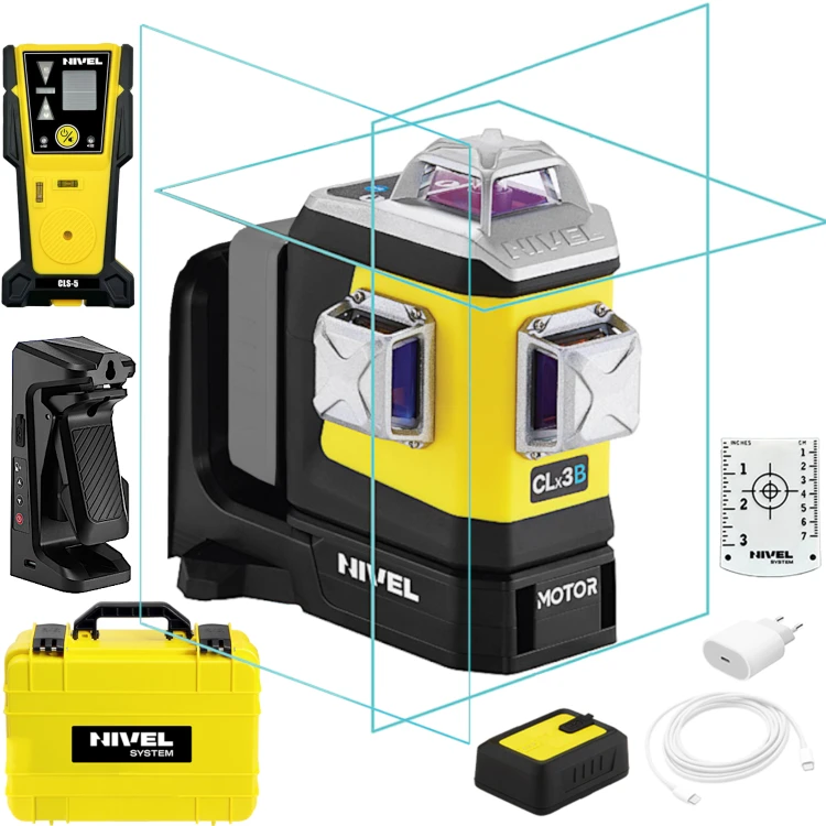 NIVEL SYSTEM CLX3BM Laser krzyżowy 3-płaszczyznowy zmotoryzowany wiązka niebieska + Czujnik CLS-5